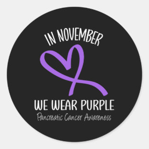Sticker Rond Coeur En Novembre Nous Portons Le Cancer Pancréati