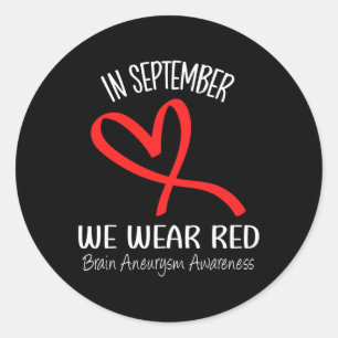Sticker Rond Coeur En Septembre Nous Portons Red Cerveau Aneury