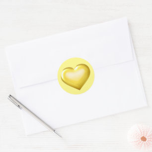 Sticker Rond Coeur en verre d'or