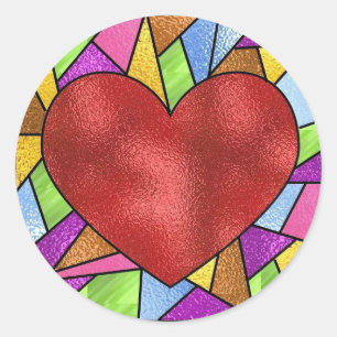 Sticker Rond Coeur en verre tendu