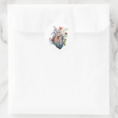 Sticker Rond Coeur envahi de fleurs (découpé) - anatomie (Sac)
