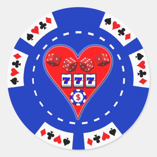 STICKER ROND COEUR ET POKER DE DICE (Devant)
