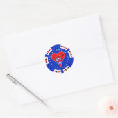 STICKER ROND COEUR ET POKER DE DICE (Enveloppe)