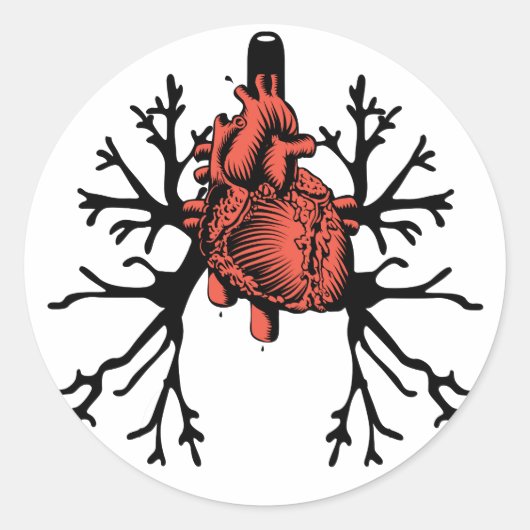 Sticker Rond Coeur et poumons (Devant)