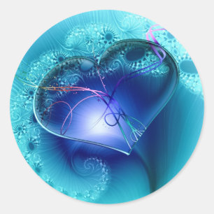 Sticker Rond Coeur étincelant bleu turquoise