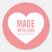 Sticker Rond Coeur fait avec amour Couleur modifiable (Devant)