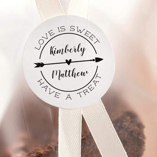 Sticker Rond Coeur & Flèche L'Amour Est Un Mariage Doux Faveur