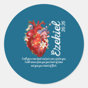 Sticker Rond Cœur floral Ézéchiel 36 26