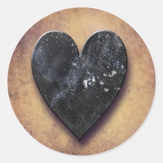 Sticker Rond Coeur foncé (Devant)