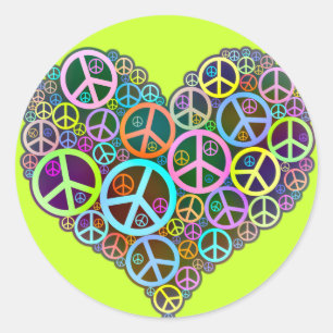 Sticker Rond Coeur frais d'amour de paix