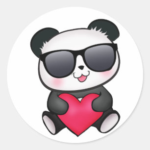 Sticker Rond Coeur frais de Saint-Valentin de lunettes de