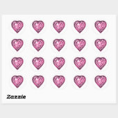 Sticker Rond Coeur Gem Quartz Rose (Feuille)