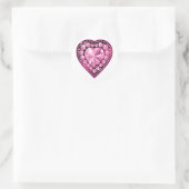 Sticker Rond Coeur Gem Quartz Rose (Sac)