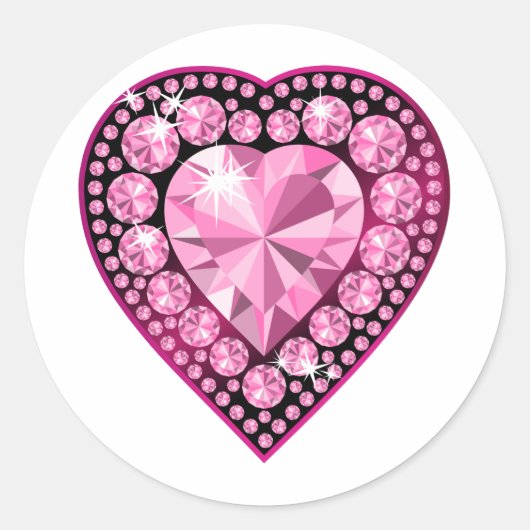 Sticker Rond Coeur Gem Quartz Rose (Devant)
