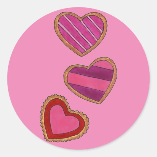 Sticker Rond Coeur givré rose Saint Valentin Cookie Love (Devant)