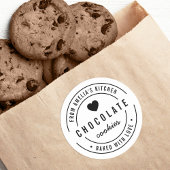 Sticker Rond Coeur gras noir et blanc cuit avec amour