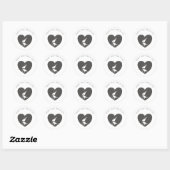Sticker Rond Coeur gris, Oiseaux blancs Mariage Enveloppe Phoqu (Feuille)