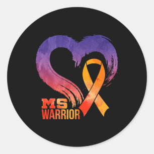 Sticker Rond Coeur guerrier Sclérose en plaques Mois de sensibi