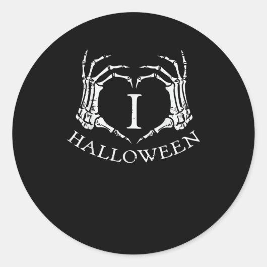 Sticker Rond Coeur Halloween Squelette Costume main Hommes Femm (Devant)