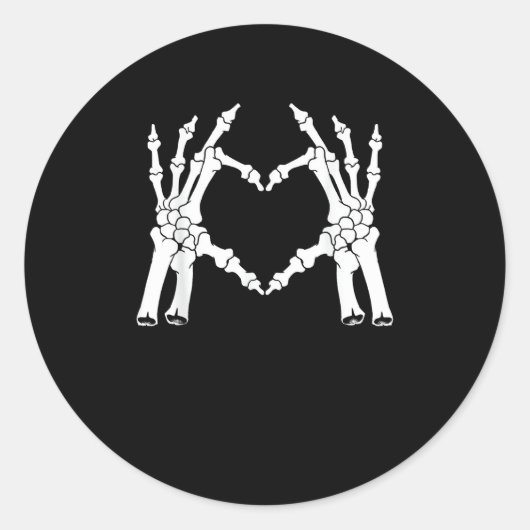 Sticker Rond Coeur - Halloween Squelette main (Devant)