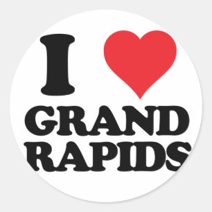 Sticker Rond coeur i et amour Grand Rapids, Michigan