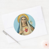 Sticker Rond Coeur immaculé de Marie - roses, lis, épée (Enveloppe)