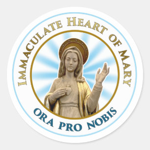 Sticker Rond Coeur immaculé de Mary Ora Pro Nobis