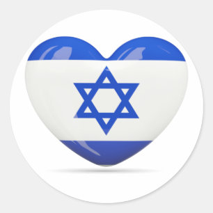 Sticker Rond Coeur israélien de drapeau