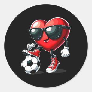 Sticker Rond Cœur jouant au football pour la Saint-Valentin
