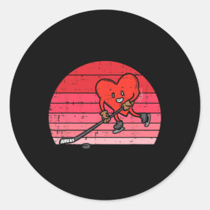 Sticker Rond Coeur Jouer Hockey sur glace Sport Hommes Femmes V