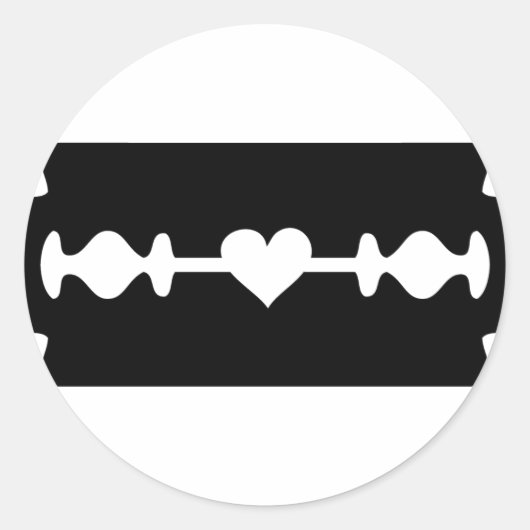 Sticker Rond coeur lame rasoir amour (Devant)