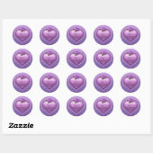 Sticker Rond Coeur Lavender Damask (Feuille)