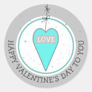 Sticker Rond Coeur lunaire Heureuse Sainte-Valentin
