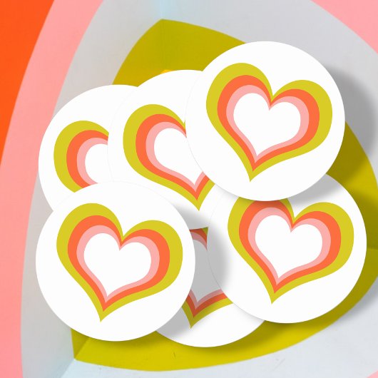 Sticker Rond Coeur Mariage Gras Retro Citrus