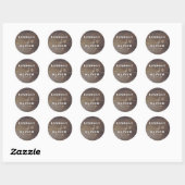 Sticker Rond Coeur mignon Script Bois Brown Mariage rustique (Feuille)