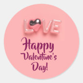 STICKER ROND COEUR MODERNE ROSE SAINT-VALENTIN (Devant)
