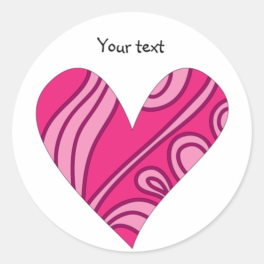 Sticker Rond Coeur motif rose (Devant)