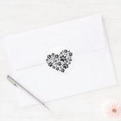 Sticker Rond coeur noir avec pattes, alimentation animale motif (Enveloppe)