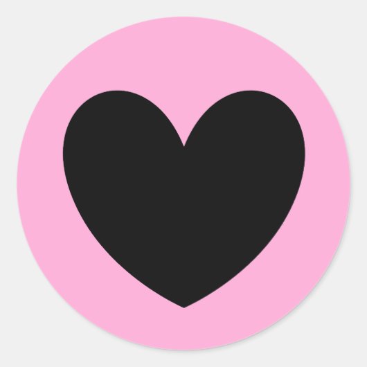 Sticker Rond Coeur noir sur coton bonbon rose (Devant)