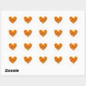Sticker Rond Cœur Orange (Feuille)