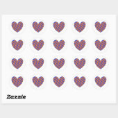 Sticker Rond Coeur orange et bleu (Feuille)