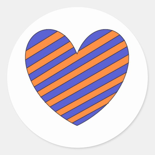 Sticker Rond Coeur orange et bleu (Devant)
