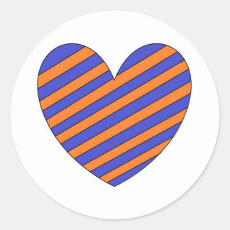 Sticker Rond Coeur orange et bleu