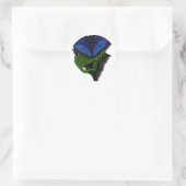 Sticker Rond Coeur papillon bleu (Sac)