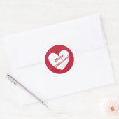 Sticker Rond Coeur personnalisable "Bonne Saint Valentin" en ro (Enveloppe)