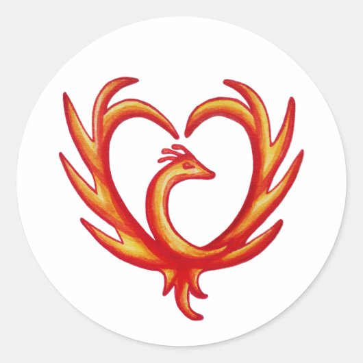 Sticker Rond Coeur Phoenix (Devant)