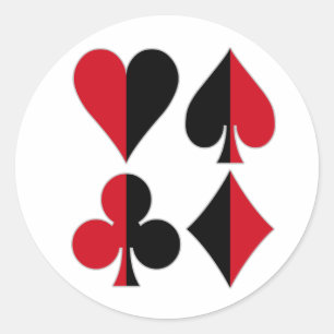 Sticker Rond Cœur Pique Carreau Trèfle
