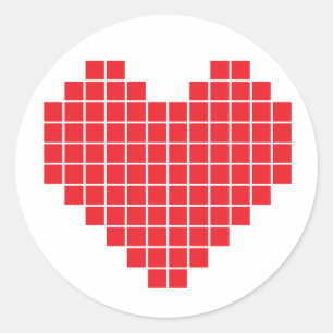 Sticker Rond Coeur Pixel
