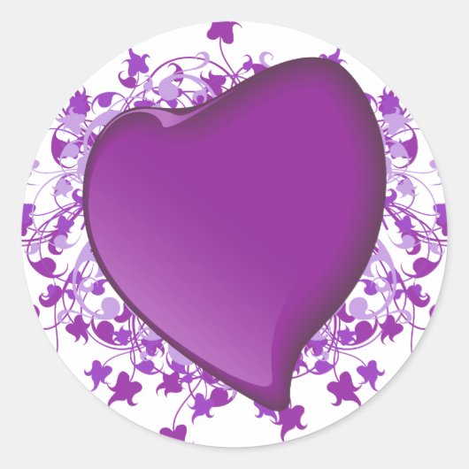 Sticker Rond Coeur pourpre (Devant)