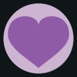 Sticker Rond Coeur pourpre<br><div class="desc">Cet autocollant rond présente un coeur légèrement violet. Cliquez sur "Personnaliser" pour redimensionner/repositionner l'image du coeur violet,  modifier la couleur de l'arrière - plan et/ou ajouter du texte personnalisé.</div>